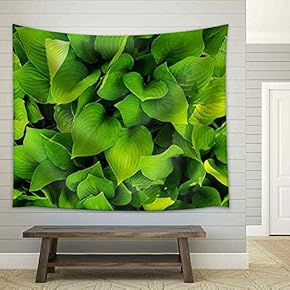 Green Leaves from The Top. Leaves Pattern. - Fabric Wall Tapestry Home Decor - 51x60 inches