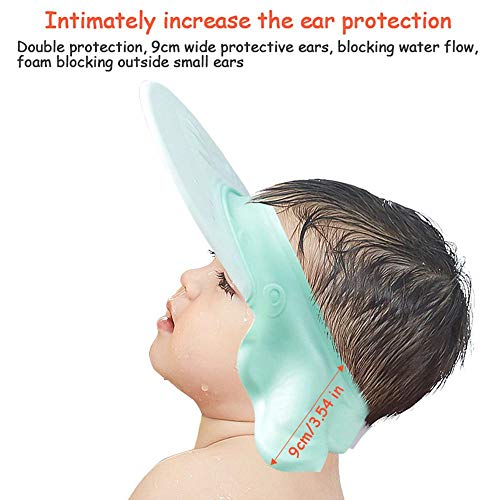 KOBWA Adjustable Bath Visor, Cartoon Soft Silicone Shower Cap Shampoo Protect Hats, Bathing Shampoo Shield Sunshade Cap Visor for Toddler, Baby, Kids, Children, Adults