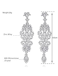 Mecresh - Pendientes colgantes para novia, diseño de candelabro con diamantes de imitación, color dorado y plateado