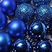 SODIAL(R) Ornament Ball 24Pcs Chic Christmas Baubles Tree Plain Glitter Xmas Ornament Ball Decoration Blue