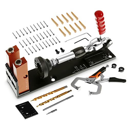 BEAMNOVA Pocket Hole Jig Kit,Upgraded Aluminum 3 in 1 Pocket Hole Drill Guide Jig Set for 15