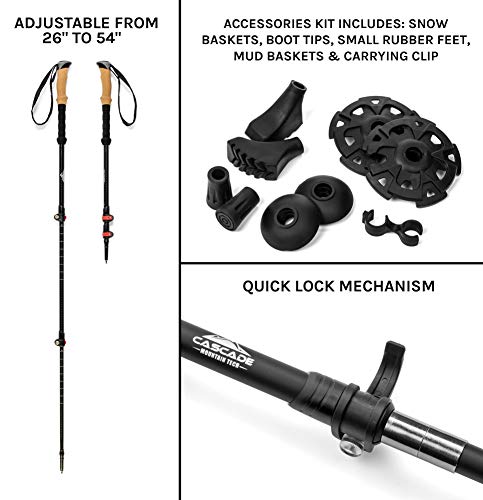 Cascade Mountain Tech Aluminium verstelbare trekkingstokken - lichtgewicht snelslot wandel- of wandelstok - 1 set (2… - Image 5