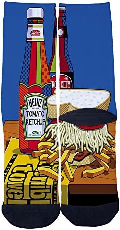 WsClet French fries with ketchup Casual Crew Running Socks Black
