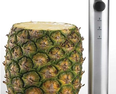 Silver, Depth Marked 304 Food Grade Stainless Steel Pineapple Corer | Slicer | Peeler | Stem Remover | Cutter | Fruit Ring Dicer