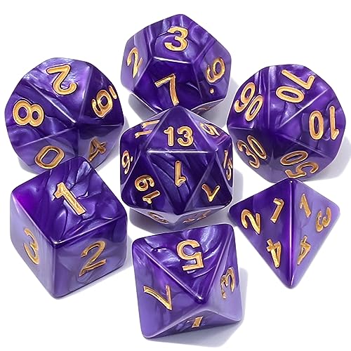CiaraQ DND Polyhedral Dice Set with a Black Dice Bag for D&D RPG MTG Role Playing Table Games (Deep Purple)
