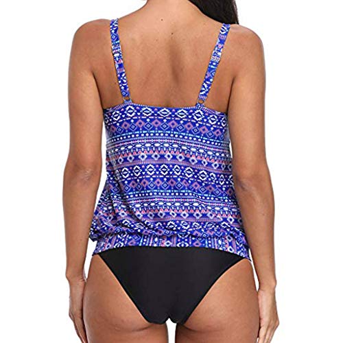 iYBUIA Women's Print Sexy Bikini Set Swimsuit Push Up Swimwear Beachwear Plus Size Blue