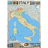 Pictorial Poster Map of Italy - 23.4 x 16.5 inches - Paper Laminated