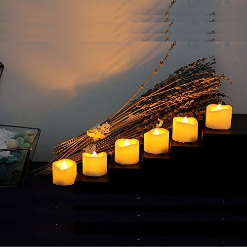 Flameless Tealights Votive Candle Realistic Flickering Flameless Candle LED Battery Operated Votive Candles with Remote Long Battery Life Battery Included 1.5"x1.5" Melted Edge Pack of 6 PCS