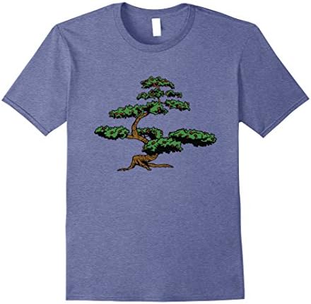 Men's Japanese Tree T-Shirt. Bonsai With Berries Japan Trees Medium Heather Blue