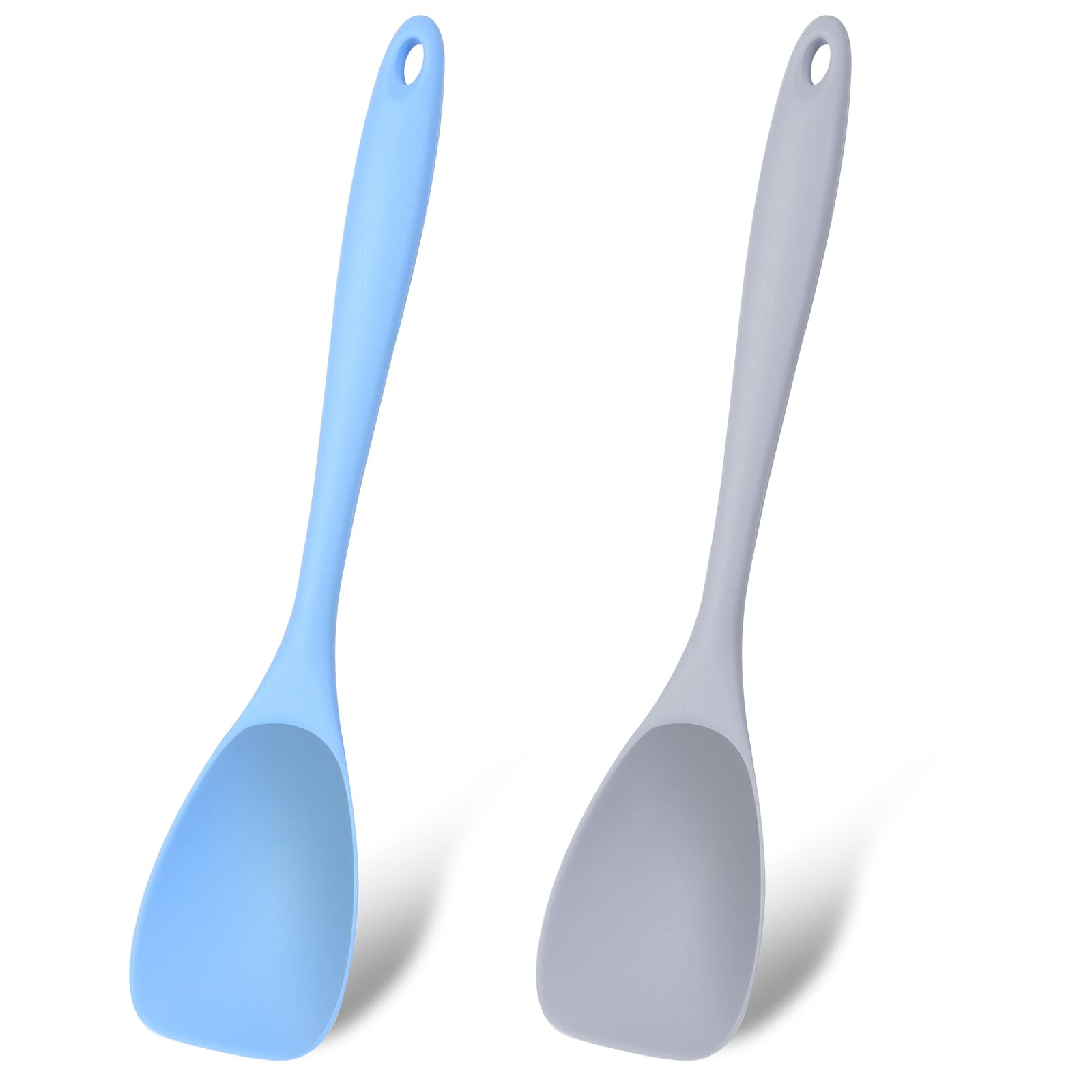 Mabor 2 Pack Large Silicone Spoons for Cooking, Silicone Spatula Non-Stick Slotted and Solid Spoon Set with Seamless Non-Stick Scrapers for Baking Mixing.