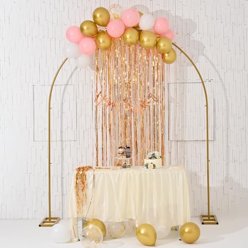 Vincidern Wedding Arch Backdrop Stand 7.8FT, Party Balloon Arch Stand for Birthday, Bridal Baby Showers, Metal Wedding Arch Frame for Ceremony Decoration Arch Stand Backdrop Gold(with Water Base)