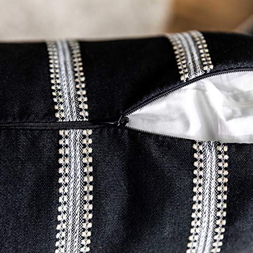 Home Brilliant Classic Black White Stripes Lace Throw Pillow Covers