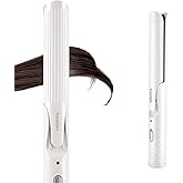 Fuyuteen Hair Straightener and Curler 2 in 1 with Curls Bangs 1 1/4-Inch Flat Iron Curling Iron for Short Long Fine Hair Travel,Ceramic Coating,Anti-Scald,Fast Results,Smooth Styles Hair Iron,White