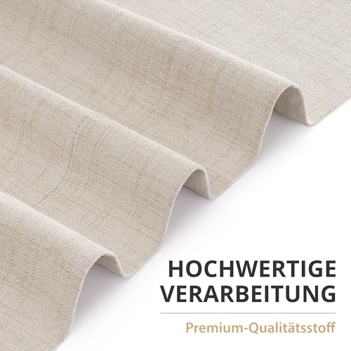 DEFYNEE 100% Blackout Curtains with Concealed Tabs, Linen Look Set of 2 Opaque Curtains Rod Pocket for Bedroom or Living Room - H245 x W140 cm, Cream