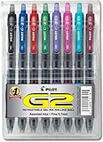 Pilot G2 Retractable Premium Gel Ink Roller Ball Pens, Fine Point, Assorted Colors, 8-Pack (31128)