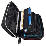 Deruitu Compatible for New Nintendo 2DS XL Case - Fits Wall Charger - Large Storage with 16 Games, Carrying Handle, Free XL Stylus Pen, Great for Travel - Black