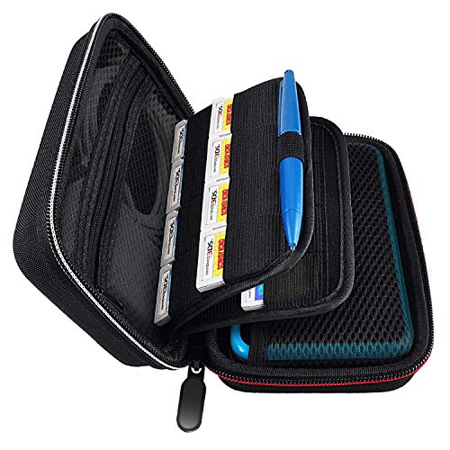 Deruitu Compatible for New Nintendo 2DS XL Case - Fits Wall Charger - Large Storage with 16 Games, Carrying Handle, Free XL Stylus Pen, Great for Travel - Black
