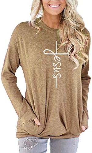 shifeier Women's Casual Round Neck Long Sleeve T-Shirts Tops Blouse with Pocket
