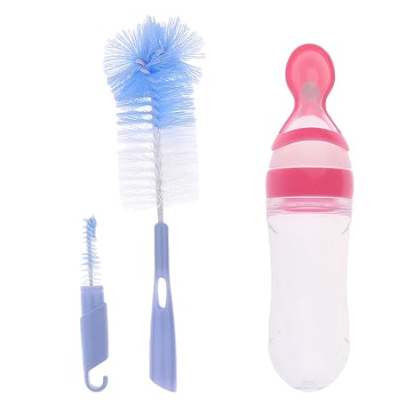 Magideal Baby Silicone Squeeze Feeding Bottle With Spoon Food Rice