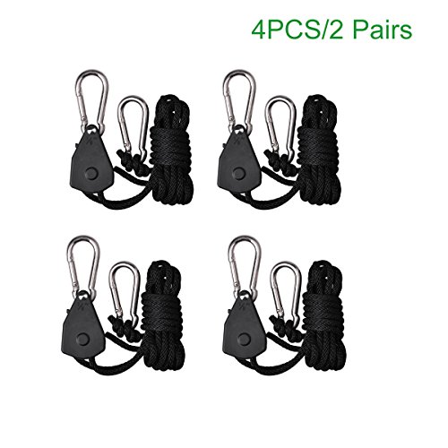 TopoGrow 4PCS/2 Pairs Rope Ratchet Reflector Grow Light YoYo Hangers 1/8'' 150lb