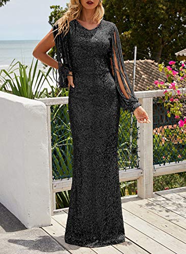 Dokotoo-Damen-Lange-Glitzer-Party-Kleider-Sexy-Langarm-Maxikleid-Elegant-Cocktailkleider-Abendkleider-fr-Hochzeit
