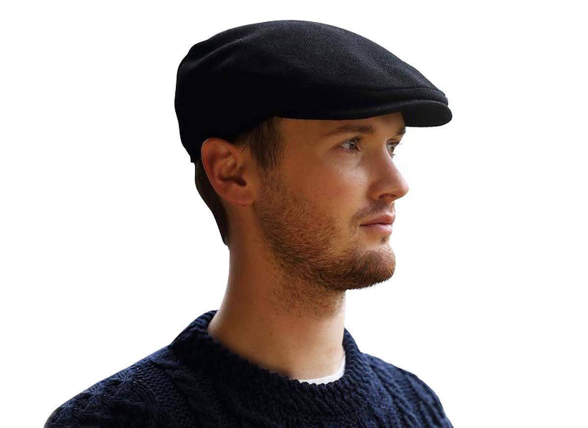 Hanna Hats Men's Donegal Tweed Vintage Cap (Black, XLarge)