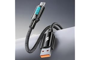 100W USB-A to USB-C Fast Charging Cable with Digital Display - 6A Type C Cable for MacBook Pro/Air, for Samsung Galaxy S24 Ul