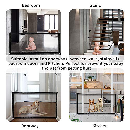 ORVINNER Portable Mesh Pet Gate Folding Magic Dog Gate Baby Safety Gate | Dog Fence for Doorways Indoor Stairs