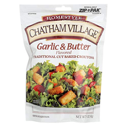 Chatham Village Traditional Cut Croutons - Garlic and Butter - Case of 12 - 5 oz. - Thumbnail 3