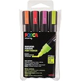 Uni-Ball uni Posca Medium Bullet Tip Revolutionises 182505 &ndash; Marker, Set of 4 Neon