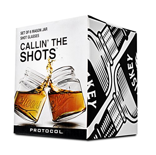 Protocol Callin the Shots Set of 6 Mason Jar Shot Glasses | Great for the Man Cave or Home Bar | Great Gift Idea