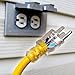 IRON FORGE CABLE 3 Foot Lighted Outdoor GFCI Extension Cord with 3 Electrical Power Outlets - 12/3 SJTW Heavy Duty Yellow Pigtail Extension Cable with 3 Prong Grounded Plug for Safety, 15 AMP