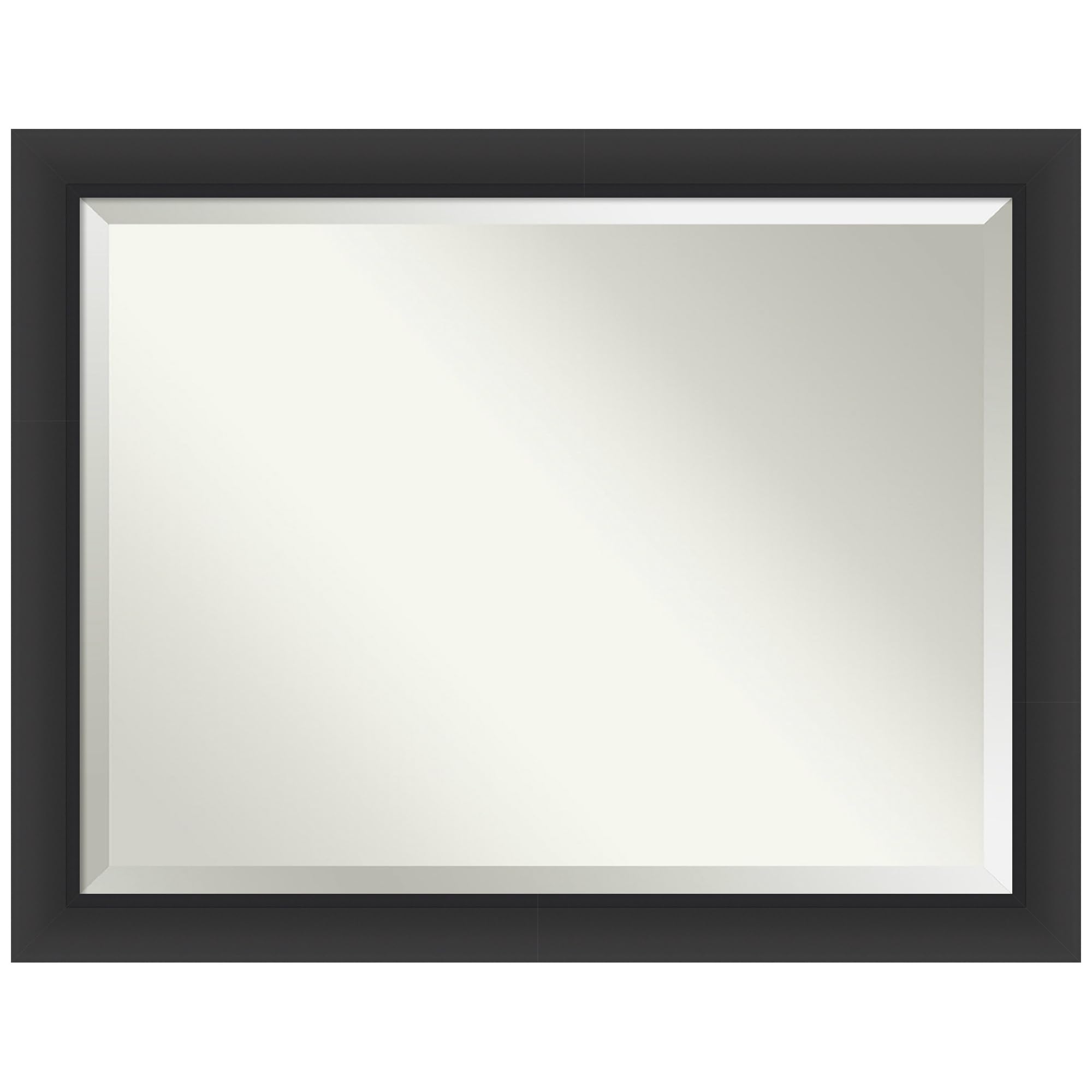 Amanti Art Black Bathroom Mirror for Over Sink, 36x46 Sloped Black Rectangle Vanity Mirror, X-Large Modern Contemporary Frame, Hangs Horizonally and Vertically, Bathroom Wall Decor, Beveled Edge Image
