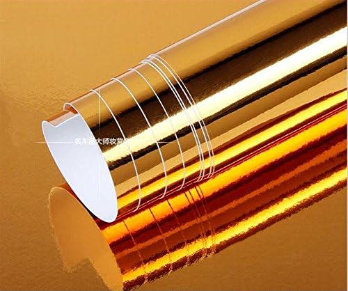 DIYAHGolden High Gloss Chrome Mirror Vinyl Car Wrap Sticker with Air Release Bubble Free Anti-Wrinkle 24" X 60" (2 FT X 5FT)