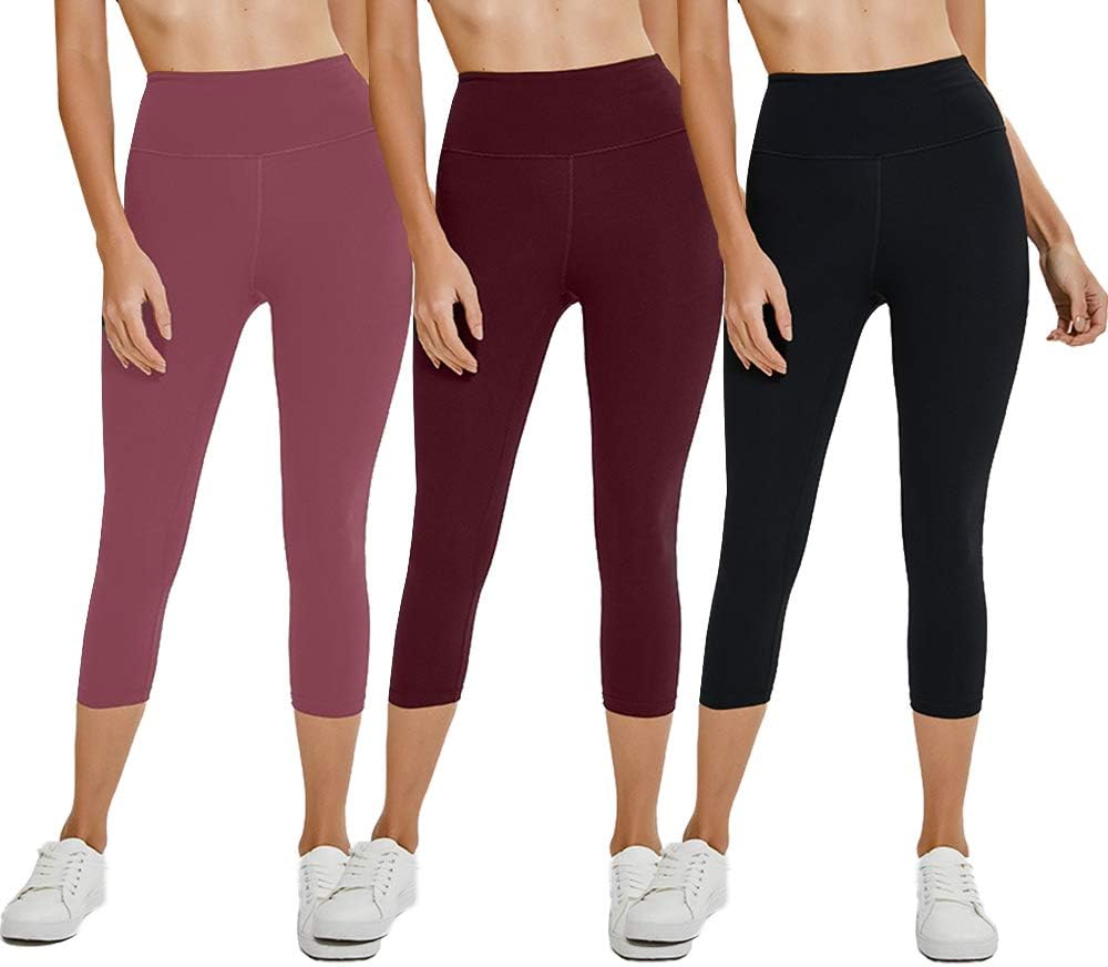 we fleece High Waisted Capri Leggings for Women - Tummy Control Workout Yoga Pants Athletic Sport 1/2/3 Pack Women's Leggings