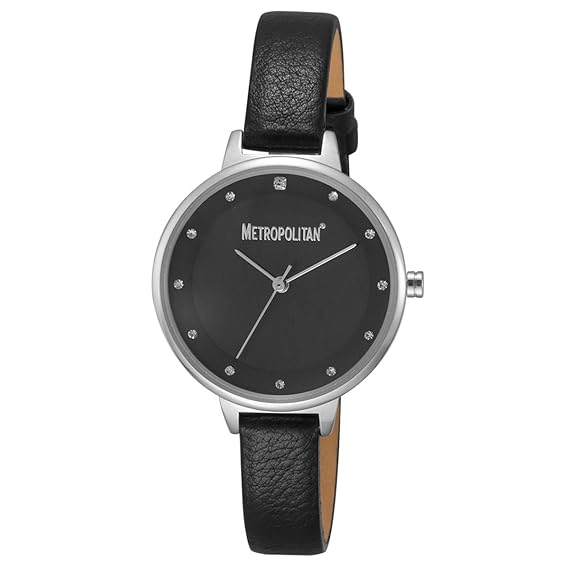 METROPOLITAN Damenuhr - Darling, schwarz/Silber - Made with Crystals from Swarovski