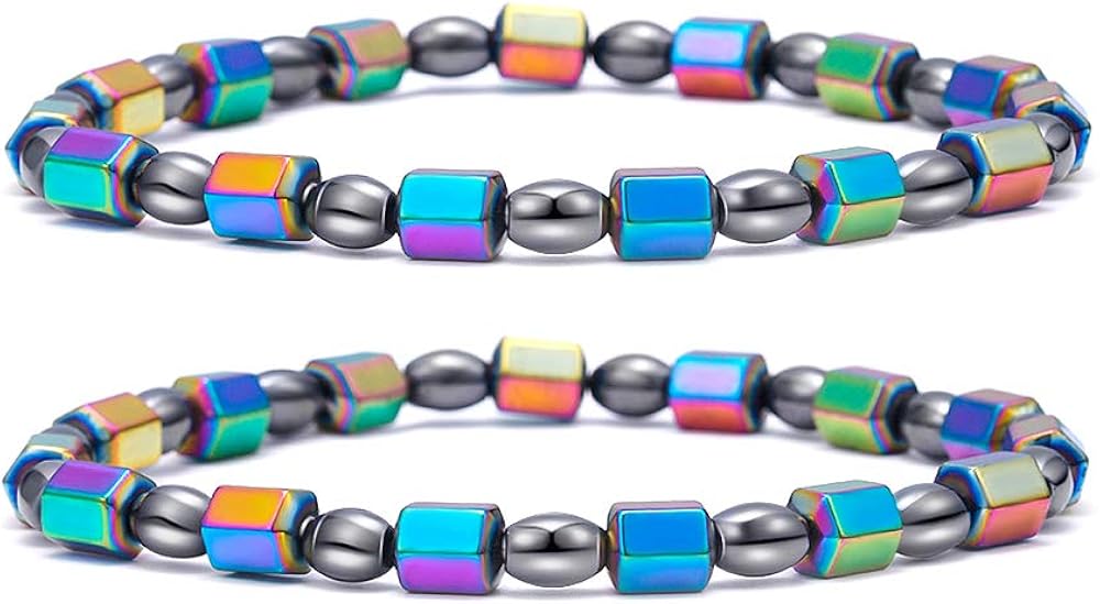 SOOWOOT 2 PCS Magnetic Therapy Anklet Set - Energy Healing Anklet Relief Pain Hematite Anklet Set for Men Women Sports Related Therapy: Clothing