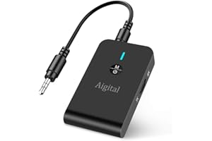 AIGITAL Bluetooth Transmitter for TV PC, 2 in 1 Bluetooth Audio Adapter Music Receiver (3.5mm Jack Cable, Low Latency,Built-in Microphone) Wireless Transmitter for Home Stereo/Car/Airplane/Boat/Gym/MP3/MP4