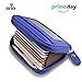 MaxGear Leather Credit Card Holder Credit Card Wallet with Zipper Genuine Leather Credit Card Protector RFID Small Zip Around Wallet Blue