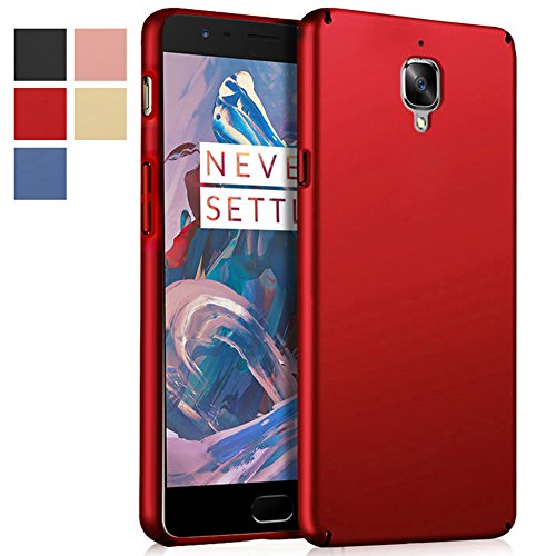OnePlus 3 Case, OnePlus Three Case, MicroP(TM) Super Frosted Shield Hard Case Cover Compatible OnePlus 3 -Retail Packaging (Red Hard Case F)