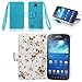 IZENGATE Samsung Galaxy S4 Active I9295 Elegant Floral Skin Premium PU Leather Wallet Flip Case Cover Folio Stand (Turquoise Blue)