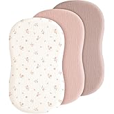Coreeky Baby Bassinet Sheets 3 Pack for Boys & Girls, Soft Breathable Muslin Cotton Bassinet Mattress Cover, Universal Fit for Hourglass, Oval, and Rectangle Mattress (Daisy Petal)