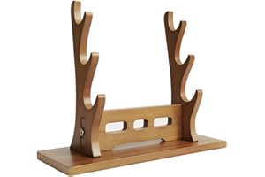 SEEMINESALE 3-Tier Katana Stand, Cosplay Blade Holder,Wood Sword mount for Samurai Sword,Lightsaber Stand, Tanto Display The Best Gift for Sword Stand Lover.(3 Tier Brown)