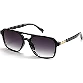 YUNKRK Retro Aviator Sunglasses for Women Men Vintage Square Pilot Sun Glasses Trendy Sunnies