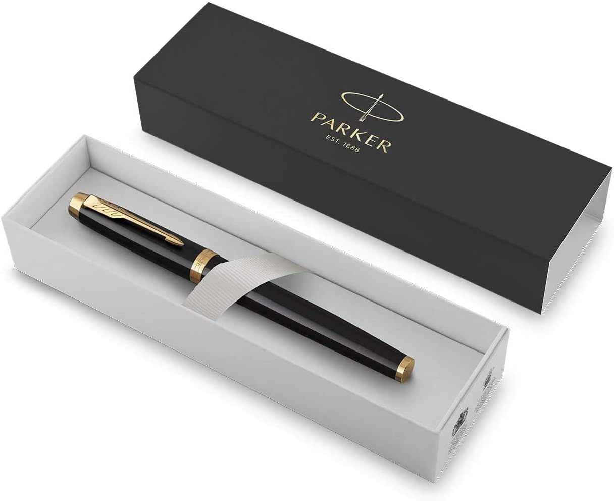 Parker IM Rollerball Pen, Black Lacquer with Gold Trim - Image 3