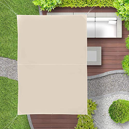 Relaxdays Sonnensegel rechteckig, wasserabweisend, UV-beständig, mit Spannseilen, Terrasse, Balkon, BxT: 2 x 3 m, beige – Bild 4