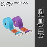 H&S Yoga Straps 1.85m & 2.45m Set Cotton Belt Adjustable Blue view 4