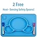 Toddler Placemat + 2 Spoons - No More Mess - BPA Free Silicone Plate Set - Improved Non-slip Suction - Baby Table Place Mat for Babies, Infants, Toddlers, Kids - Portable Travel Bowl Spoons Blue