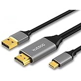 WJESOG HDMI to USB C Adapter Cable 6.6ft 4K@60Hz with USB Power Adapter,HDMI Male to Type C Male Converter Support Touch for