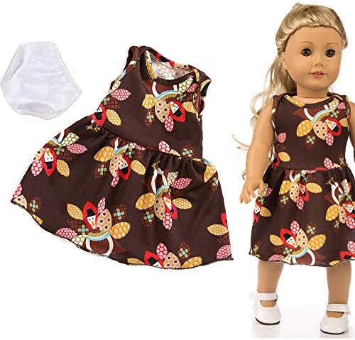 Livoty Doll Clothes Outfit Fit Printed Doll Dress with Underpants for 18 Inch American Toy Girl Doll Accessory Girl's Toy